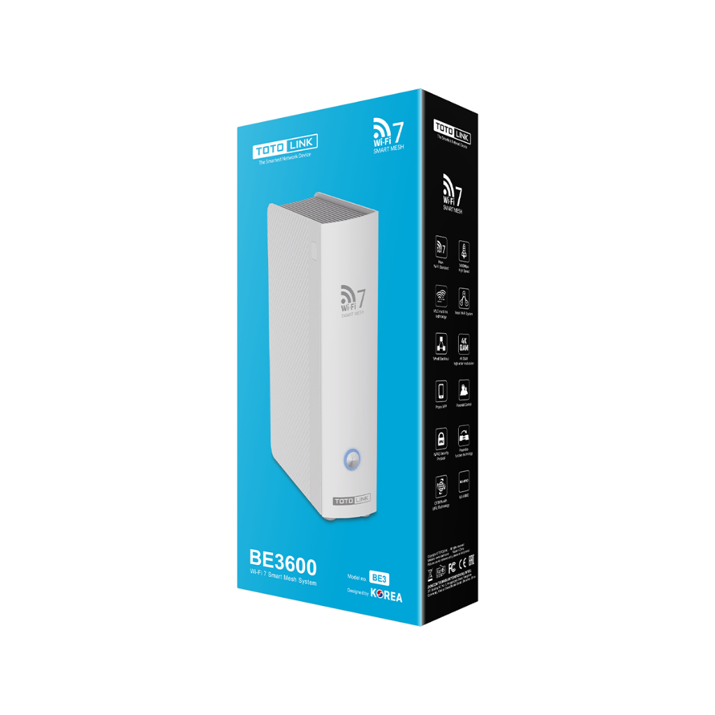 [Hỏa Tốc] Bộ phát Wifi 7 Mesh TOTOLINK BE3 Tốc độ 3570Mbps, Cổng Type-C