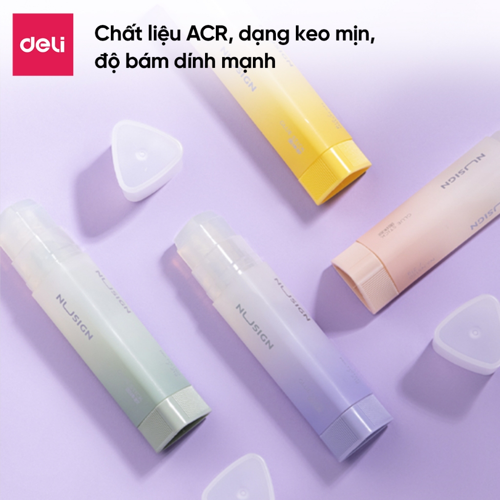 Hồ Khô Keo Dán Khô 21g Deli Màu Pastel Siêu Xinh Keo Siêu Dính Nhỏ Gọn Tiện Lợi An Toàn Cho Học Sinh Văn Phòng