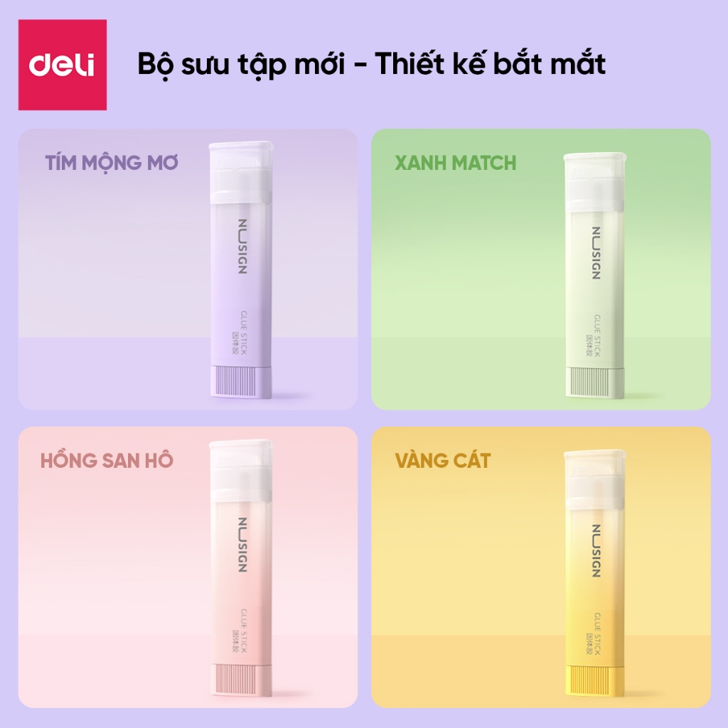 Hồ Khô Keo Dán Khô 21g Deli Màu Pastel Siêu Xinh Keo Siêu Dính Nhỏ Gọn Tiện Lợi An Toàn Cho Học Sinh Văn Phòng