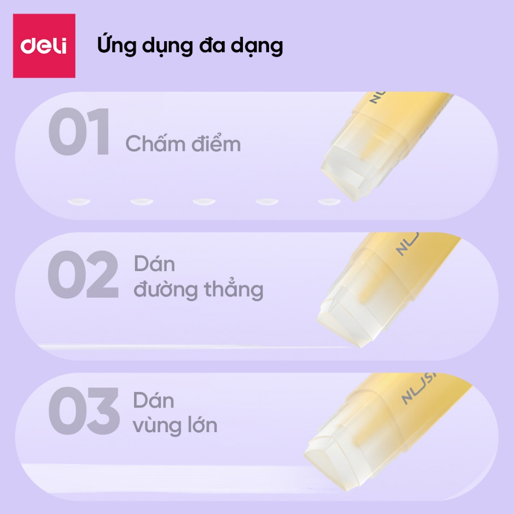 Hồ Khô Keo Dán Khô 21g Deli Màu Pastel Siêu Xinh Keo Siêu Dính Nhỏ Gọn Tiện Lợi An Toàn Cho Học Sinh Văn Phòng