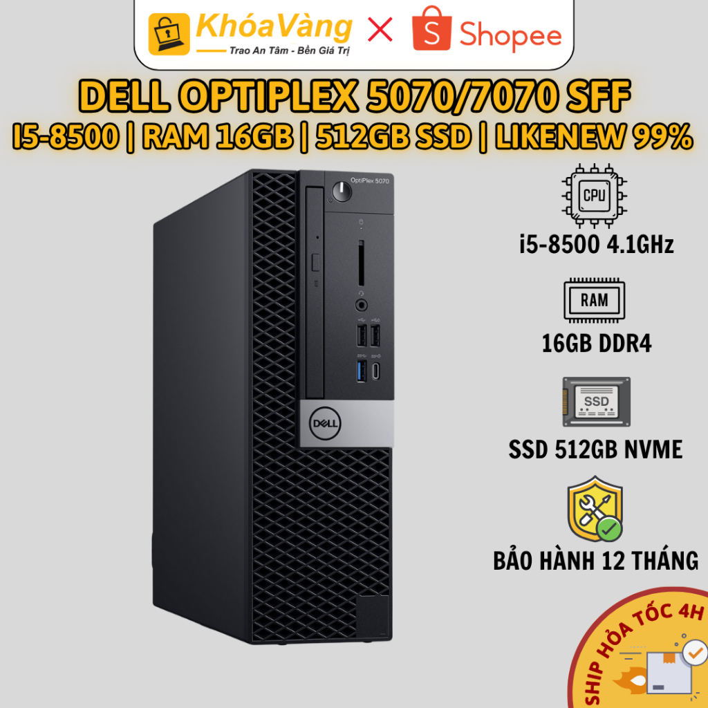 Bộ máy tính PC Dell OptiPlex 5070/7070 SFF | Core i5-8500 | 16GB