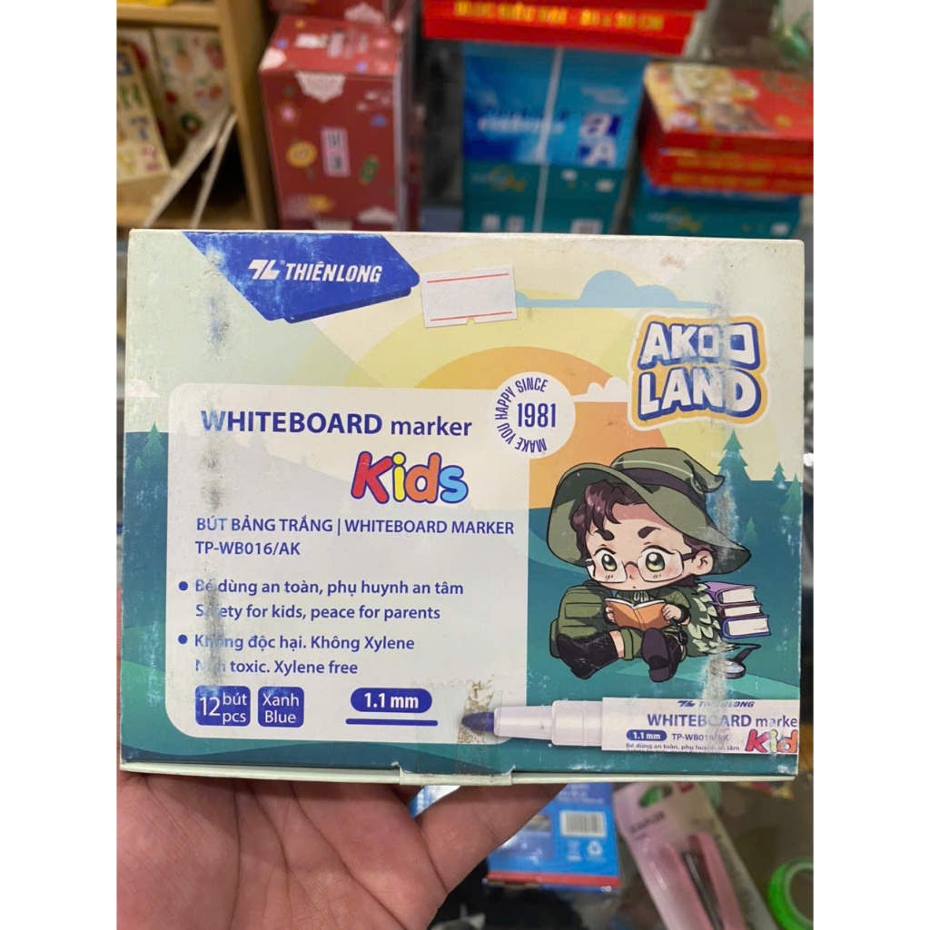 Bút lông bảng cho trẻ - Thiên Long Nét viết 1.1mm - Mực xanh TP-WB016/AK - Akooland Whiteboard Marker for Kids