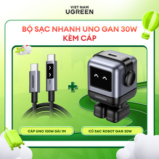 Bộ sạc nhanh Ugreen Robot 30W/65W kèm cáp USB-C 60W/100W dành cho iPhone 15, iPhone 16 - Bảo hành 18 tháng 1 đổi 1