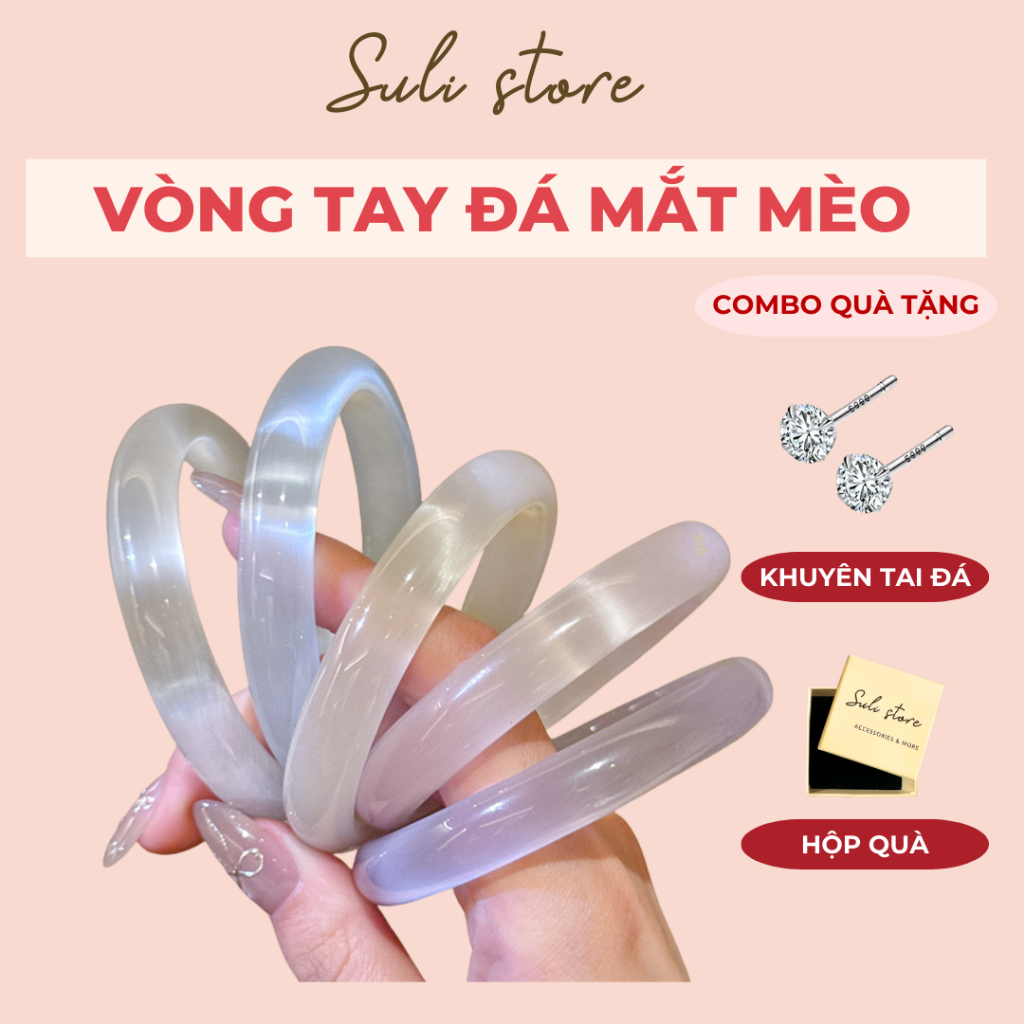 Vòng Tay Bạch Nguyệt Quang Đá Mắt Mèo Nhân Tạo Nhiều Màu Suli store