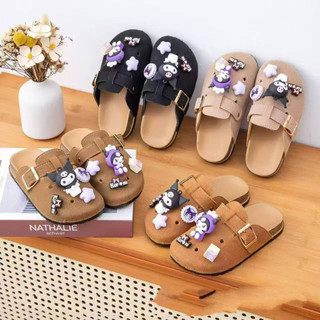 Sục da lộn gắn sticker kuromi cho bé gái từ 3 đến 10 tuổi chất liệu cao cấp