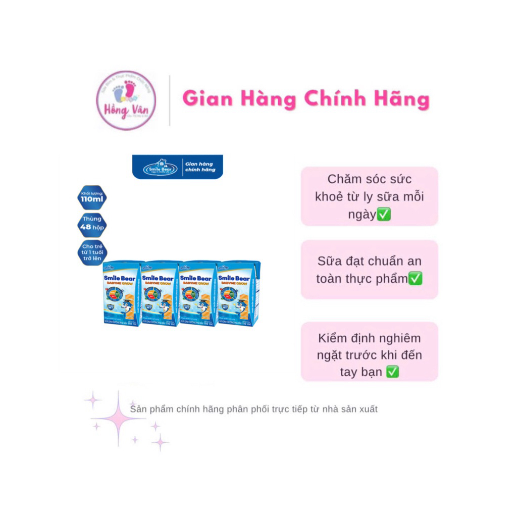 {Chính Hãng} Thùng 48 hộp 110ml-180ml - Sữa dinh dưỡng pha sẵn - Smile Bear Babyme Grow cho bé