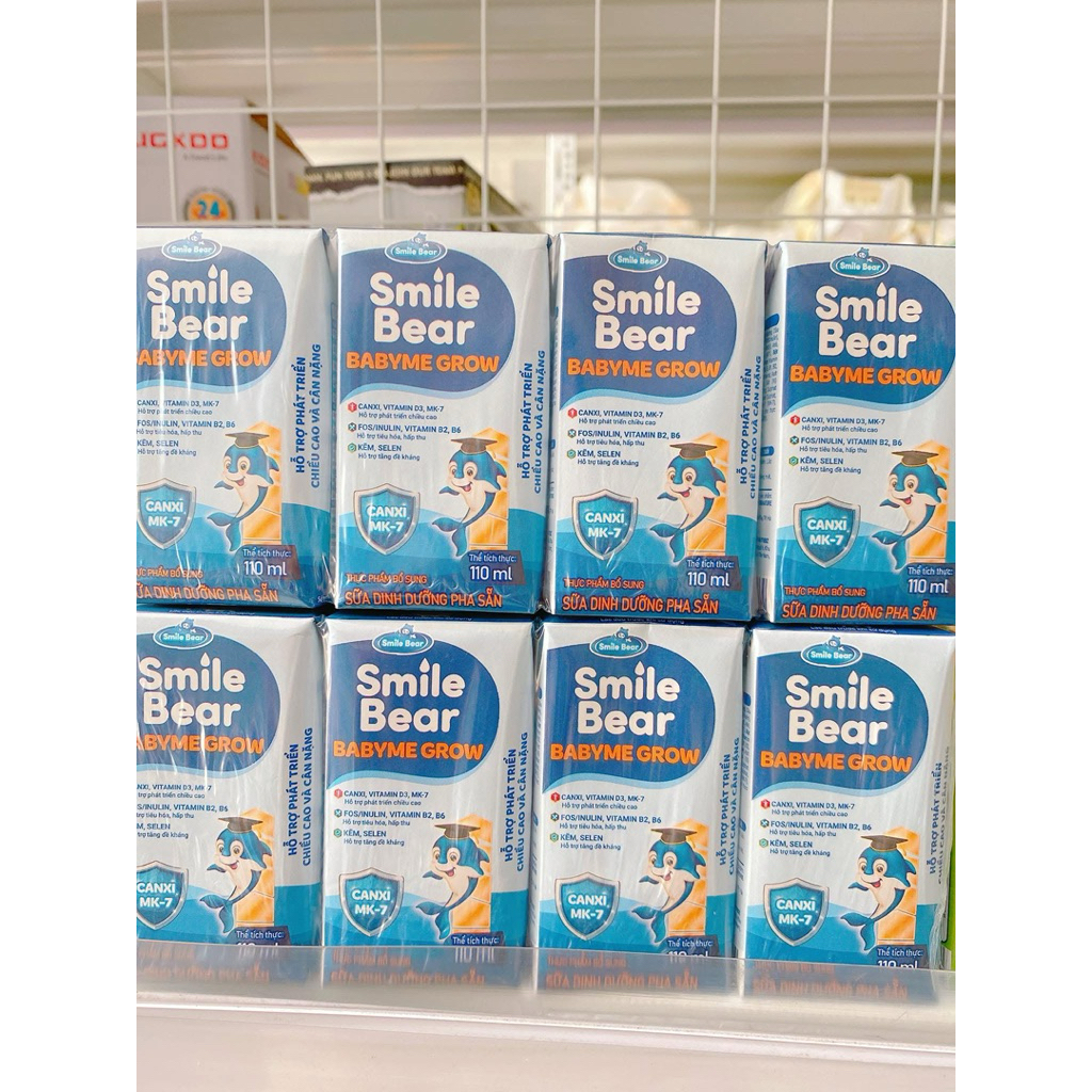 {Chính Hãng} Thùng 48 hộp 110ml-180ml - Sữa dinh dưỡng pha sẵn - Smile Bear Babyme Grow cho bé