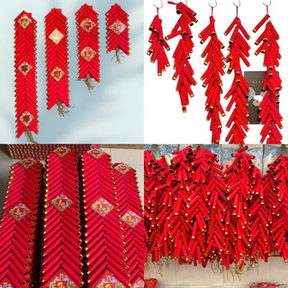 PHÁO GIẤY ĐẸP_Chùm Dây Pháo Giấy Nhung Đỏ các size trang trí Tết 2026,dây pháo decor nhà cửa,chụp ảnh,trang trí sự kiện