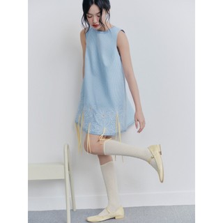 Đầm OLV suông thêu tay nữ tính trẻ trung Baby Blue Tassel Embro Dress phù hợp đi chơi