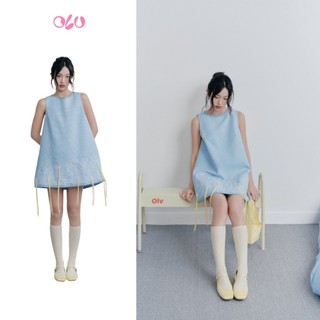 Đầm OLV suông thêu tay nữ tính trẻ trung Baby Blue Tassel Embro Dress phù hợp đi chơi