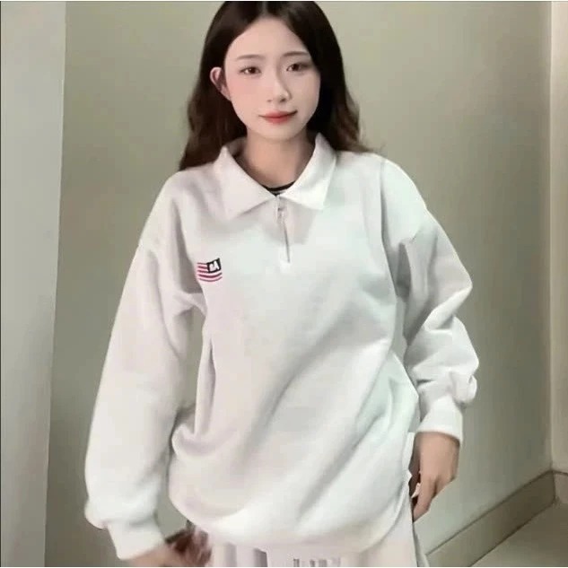 Áo polo cổ bẻ khoá kéo Dễ thương Thêu Logo Cờ AA Hottrend 2026 Unisex nam nữ Chất Nỉ tàu mềm mịn siêu dày dặn