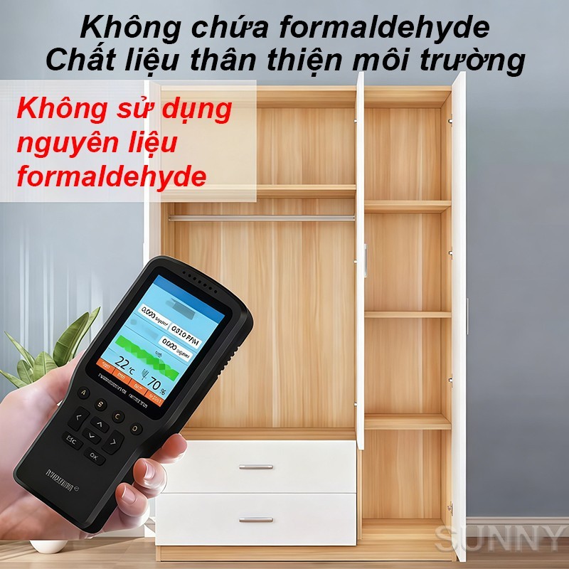SUNNY Tủ quần áo tủ đựng đồ cỡ lớn bằng gỗ nhiều khoang để quần áo và chăn gối trong phòng ngủ