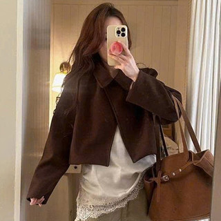 Áo khoác dạ dáng ngắn vạt  chéo 2 lớp siêu xinh cho nữ . t16