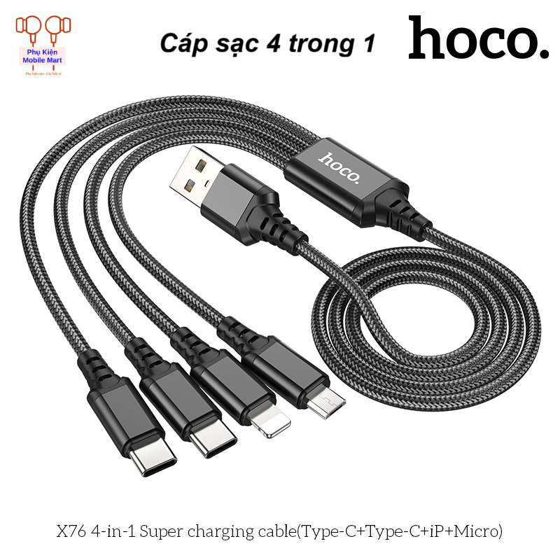 Cáp Sạc 4 Trong 1 – Dây Sạc Đa Năng, Nhanh – Bền – Tiện Lợi, Hỗ Trợ Nhiều Thiết Bị – Dây Sạc 4 in 1
