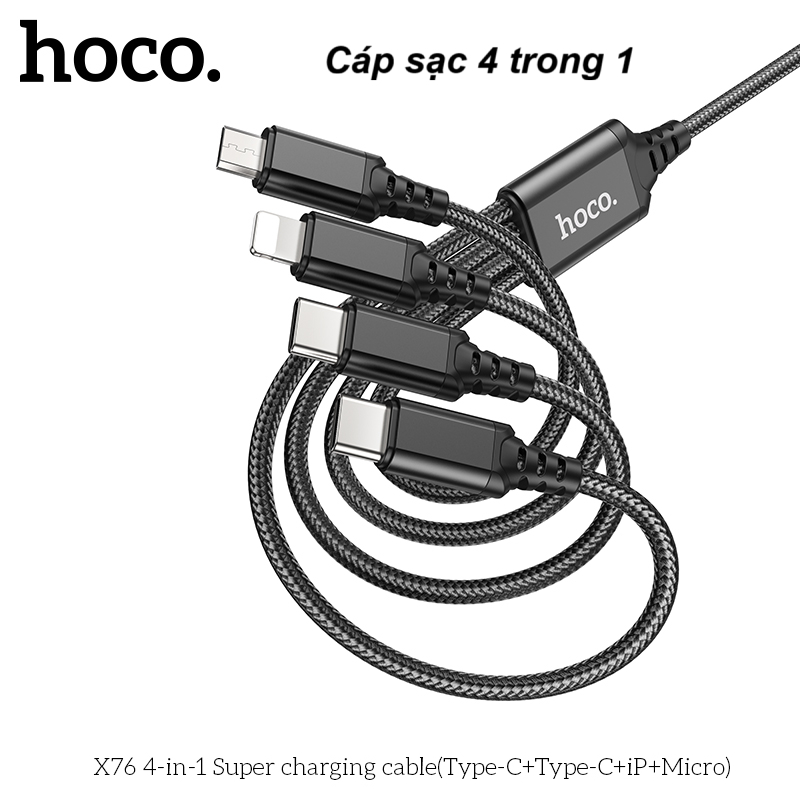 Cáp Sạc 4 Trong 1 – Dây Sạc Đa Năng, Nhanh – Bền – Tiện Lợi, Hỗ Trợ Nhiều Thiết Bị – Dây Sạc 4 in 1
