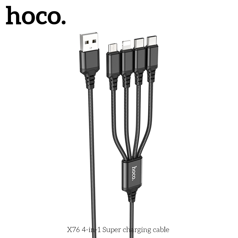 Cáp Sạc 4 Trong 1 – Dây Sạc Đa Năng, Nhanh – Bền – Tiện Lợi, Hỗ Trợ Nhiều Thiết Bị – Dây Sạc 4 in 1