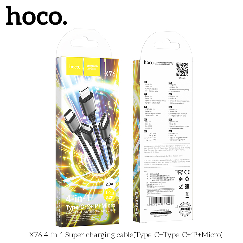 Cáp Sạc 4 Trong 1 – Dây Sạc Đa Năng, Nhanh – Bền – Tiện Lợi, Hỗ Trợ Nhiều Thiết Bị – Dây Sạc 4 in 1