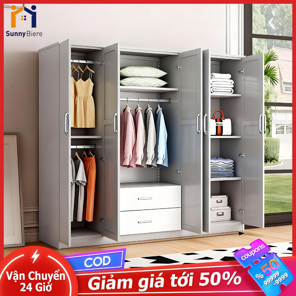 SUNNY Tủ quần áo tủ đựng đồ cỡ lớn nhiều tầng để áo quần và phụ kiện gọn gàng trong gia đình