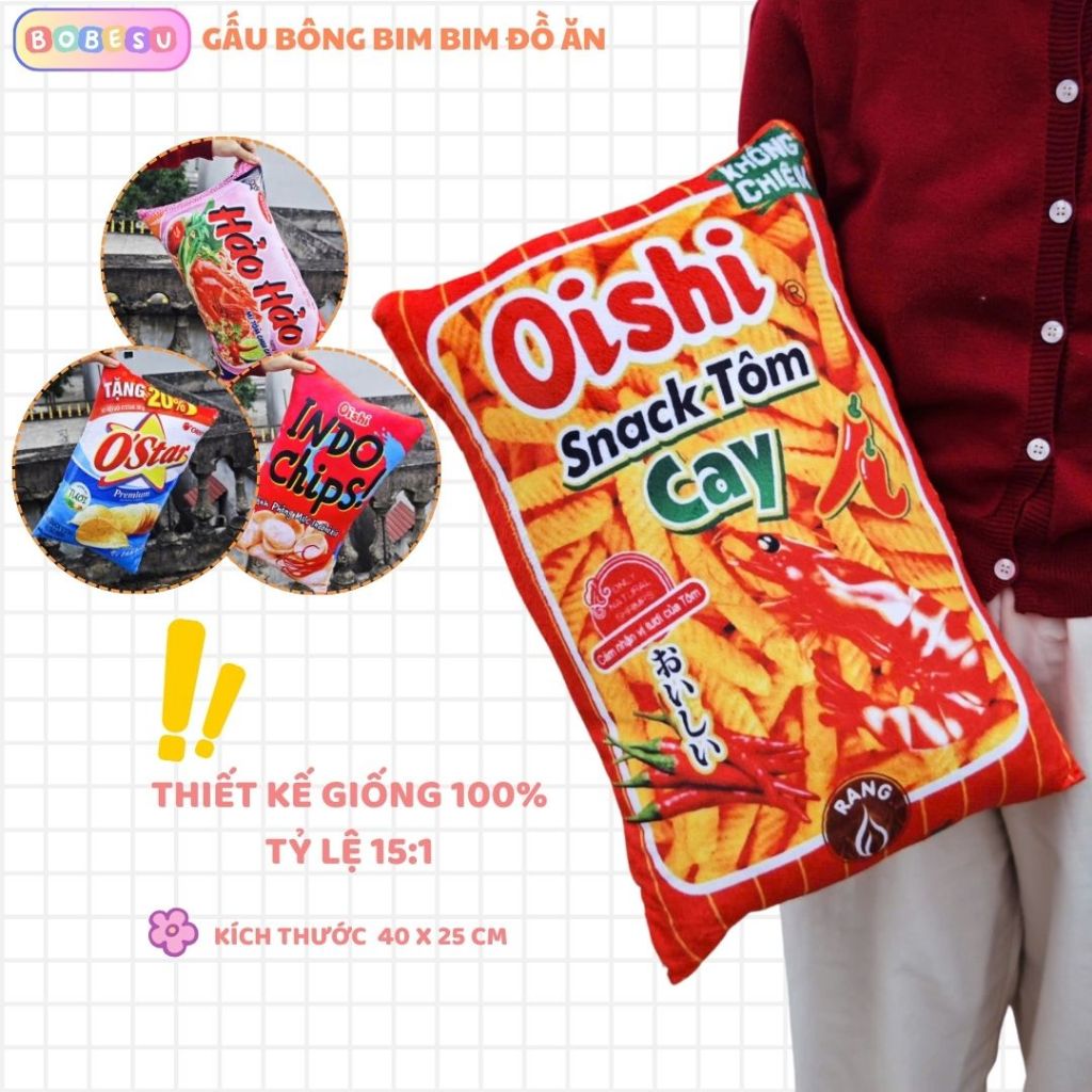 Gối Ôm Hình Gói Bim Bim Khổng Lồ Làm Gối Đầu, Đồ Ôm Ngủ Quà Tặng, Đồ Chơi Cho Bé