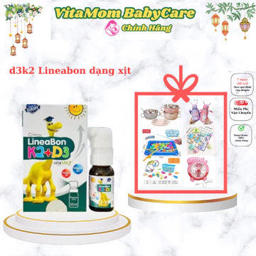 [ Tích Điểm Chính Hãng ] Vitamin D3K2 Lineabon dạng Xịt, Bổ Sung Vitamin D3 Cho Trẻ Sơ Sinh Giúp Tăng Chiều Cao Cho Bé