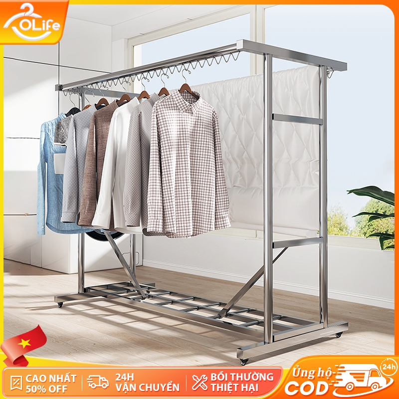 𝐎𝐥𝐢𝐟𝐞 Giàn Phơi Cao Cấp Inox Có Bánh Xe Di Chuyển Sào Phơi  Giàn Phơi Đồ Lắp Ráp Dễ Dàng Đa Năng