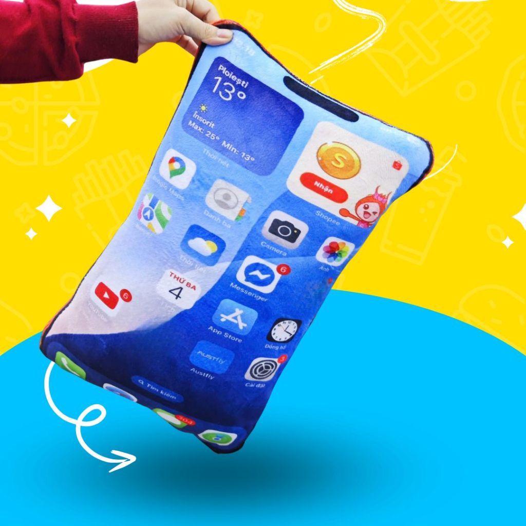 Gấu Bông AI Phonee 17 Pro Maxx Làm Gấu Ôm, Gối Đầu Ngủ Tiện Lợi Quà Tặng, Đồ Chơi Cho Bé,Trẻ Em Vui Vẻ