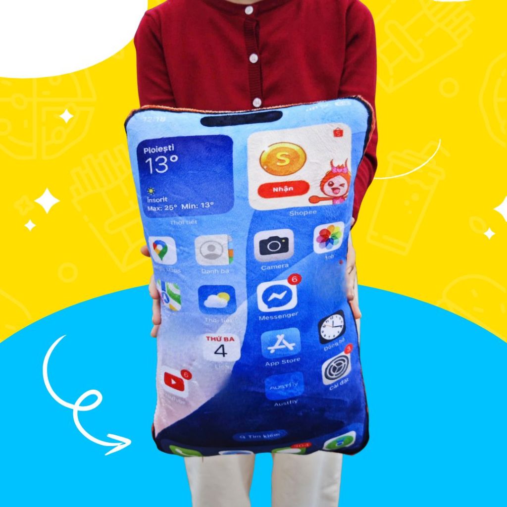 Gấu Bông AI Phonee 17 Pro Maxx Làm Gấu Ôm, Gối Đầu Ngủ Tiện Lợi Quà Tặng, Đồ Chơi Cho Bé,Trẻ Em Vui Vẻ