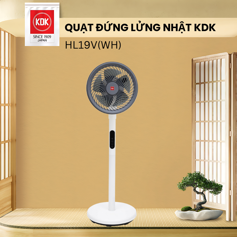 Quạt đứng lửng Nhật HL19V(WH) KDK - Bảo hành chính hãng