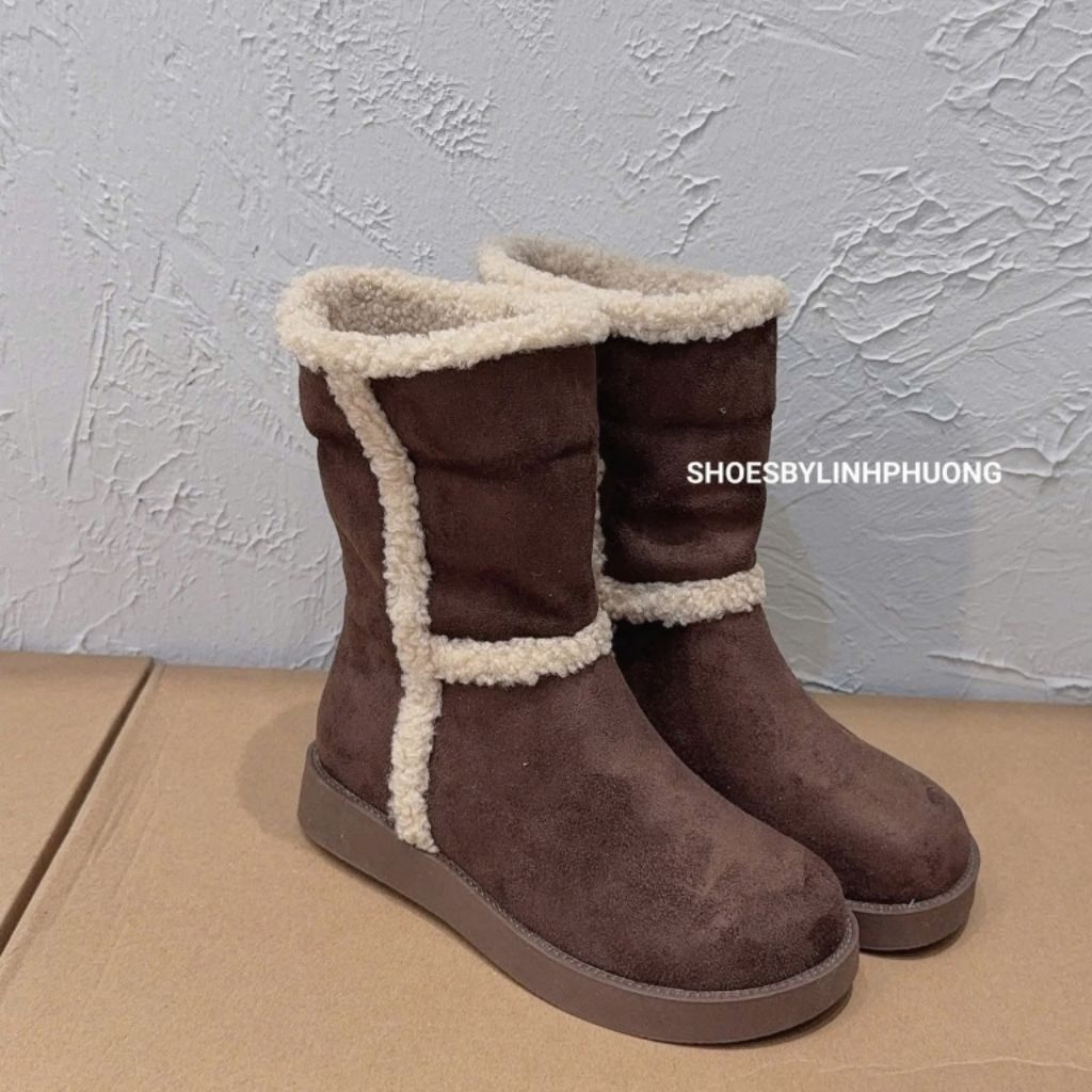 [‼️GIÁ XẢ BỎ MẪU ] Boot da lộn lông bẻ cổ hàng QC cao cấp fullbox