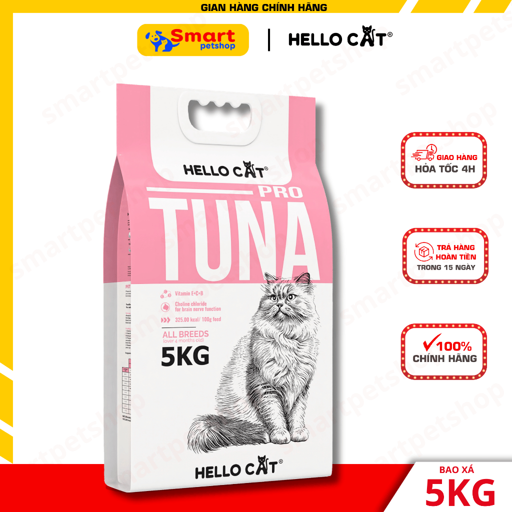 Thức Ăn Cho Mèo Vị Cá Ngừ Hello Cat Tuna Bao Xá 5KG