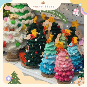 Cây Thông Len Handmade Đế Gỗ Nhiều Màu Sắc Quà Tặng Noel Giáng Sinh Dễ Thương Made by Haste