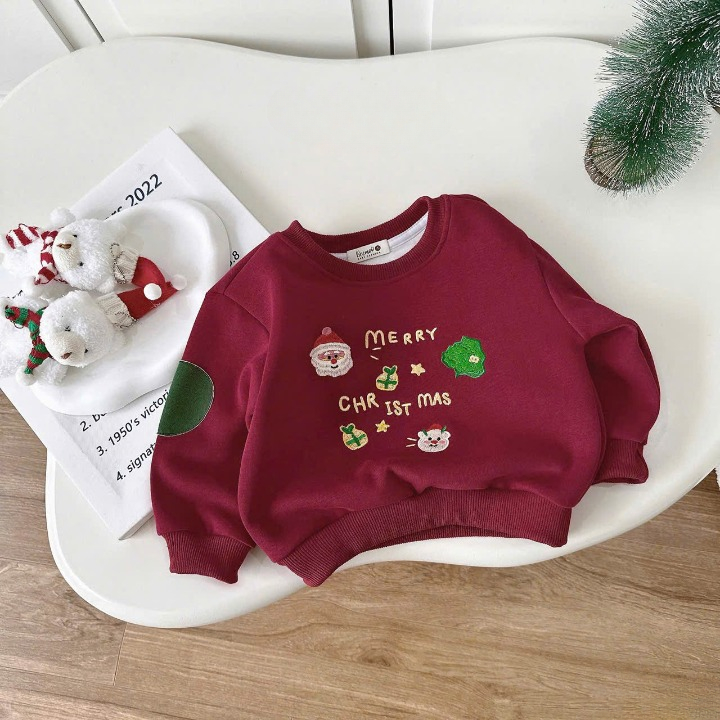 Sẵn Ship - Hỏa Tốc Set Quần Áo Noel họa tiết thêu quần kaki cho bé trai bé gái 8-18kg mặc đi học đi chơi chụp ảnh xinh
