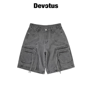 Quần short Jeans túi hộp có dây kéo form rộng dưới gối Devotus Local Brand - Strap Cargo Short Jeans