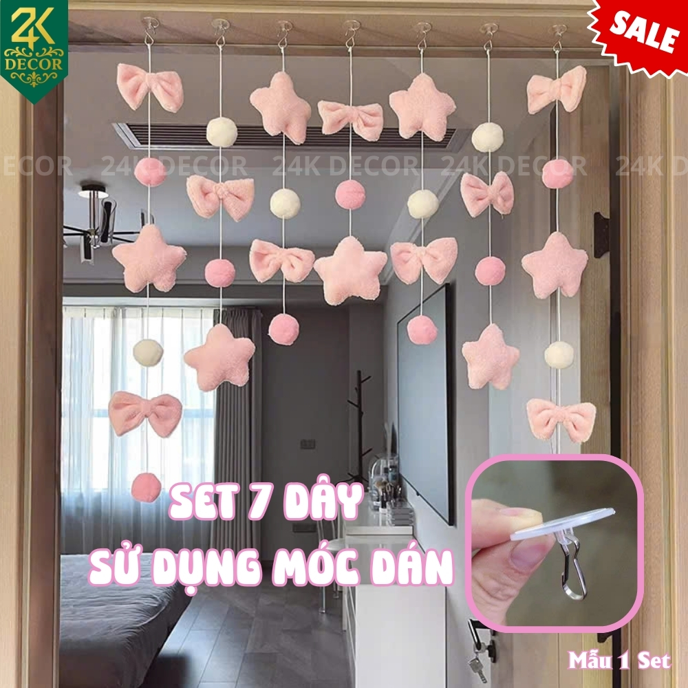 Rèm Treo Decor Ngôi Sao & Nơ Dễ Thương-Tặng Kèm Móc Treo,Trang Trí Cửa ...