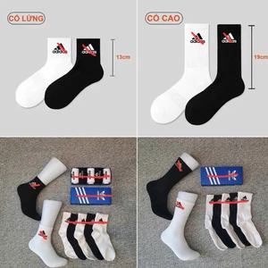 Tất thể thao nam nữ Hộp 5 đôi Sợi cotton dệt kim hàng dày xuất dư trắng sáng hộp quà tặng