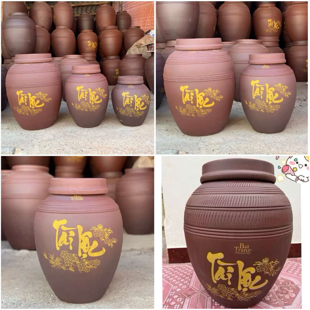 CHUM RƯỢU BÁT TRÀNG MEN MỘC KHÔNG TRÁNG MEN HÀNG CHUẨN 2 NẮP