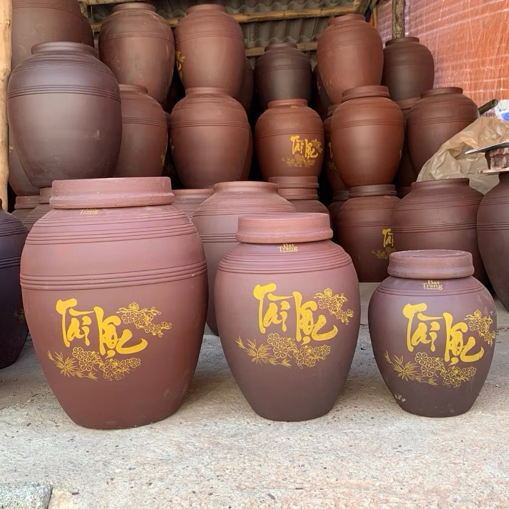 CHUM RƯỢU BÁT TRÀNG MEN MỘC KHÔNG TRÁNG MEN HÀNG CHUẨN 2 NẮP