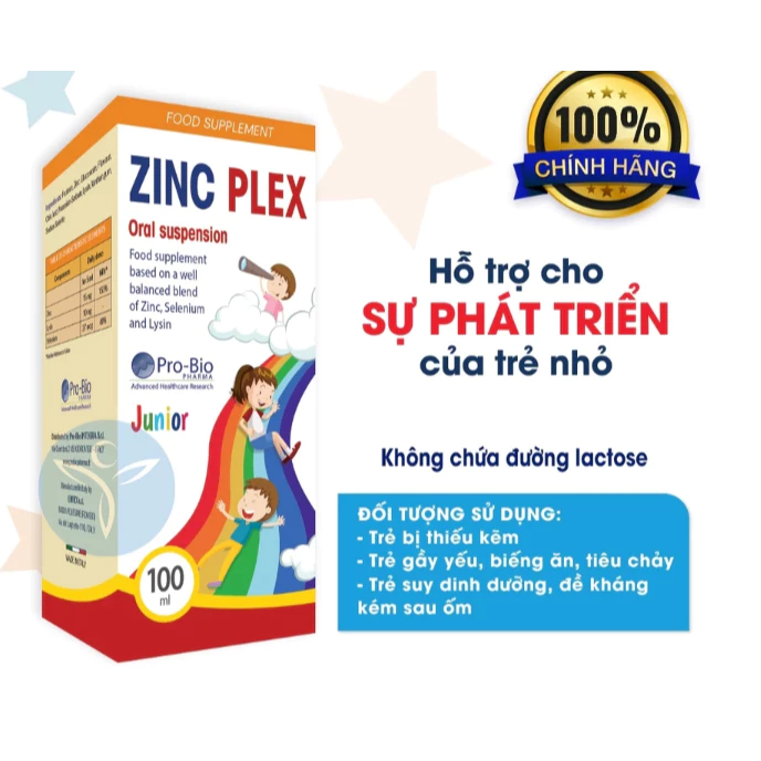 Zinc Plex ( hộp 100 ml ) Bổ Sung Kẽm Cho Bé Giúp Bé Ăn Ngon Miệng, Tăng Sức Đề Kháng, Khỏe Mạnh