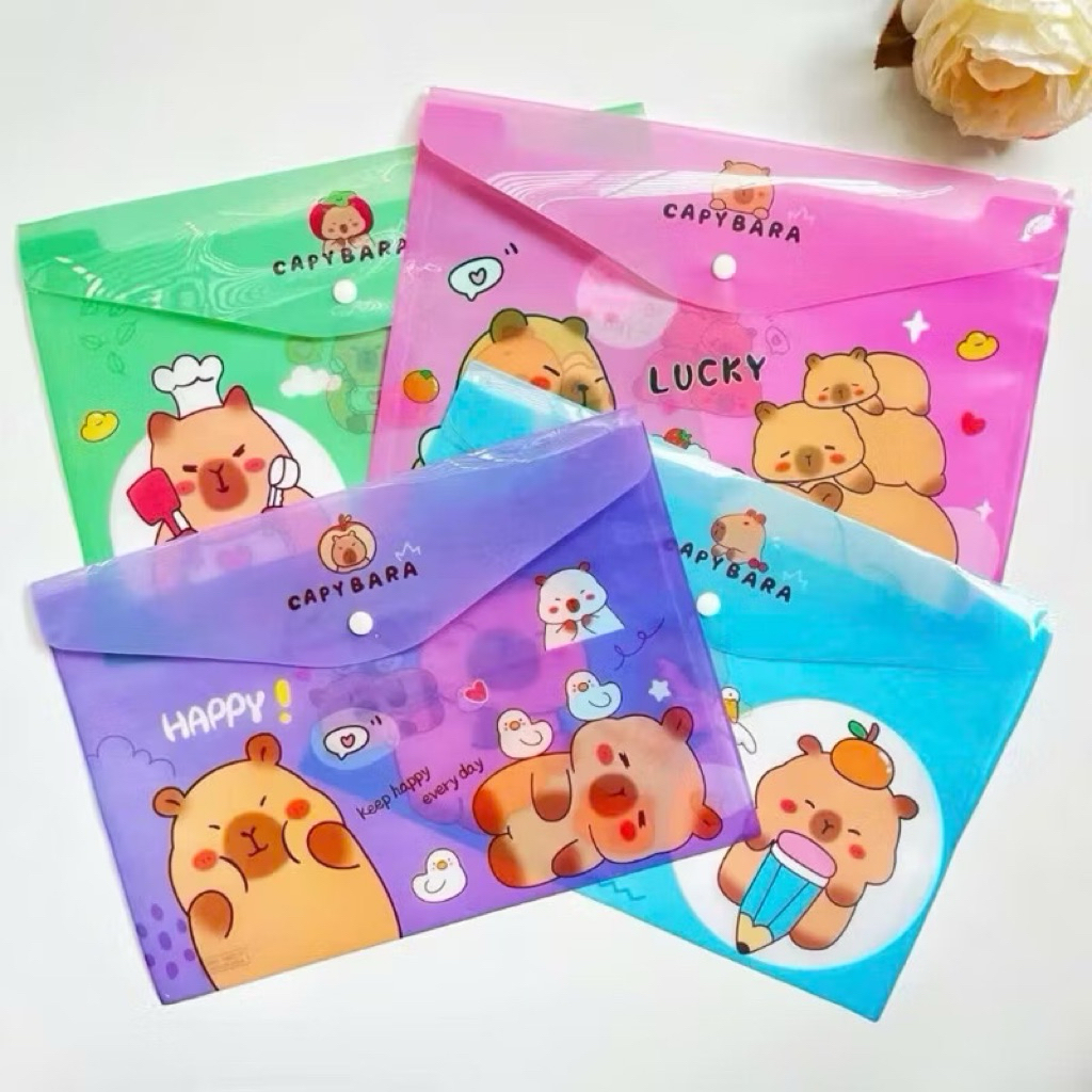 Túi đựng giấy A4 túi đựng giấy kiểm tra túi đựng giấy tờ tài liệu hình Capybara, BabyThree,Sanrio cho học sinh