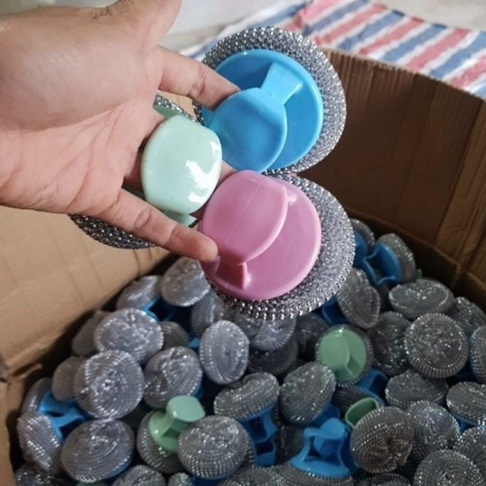 10 CỌ BÙI NHÙI TAY CẦM CAO CẤP - Dụng cụ cọ xoong nồi có tay cầm bằng nhựa T2