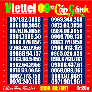 SIM SỐ ĐẸP viettel 09 tr17a18a19a20a- Dễ Nhớ -Cặp gánh,Sim chưa đăng kí, chưa kích hoạt | sim