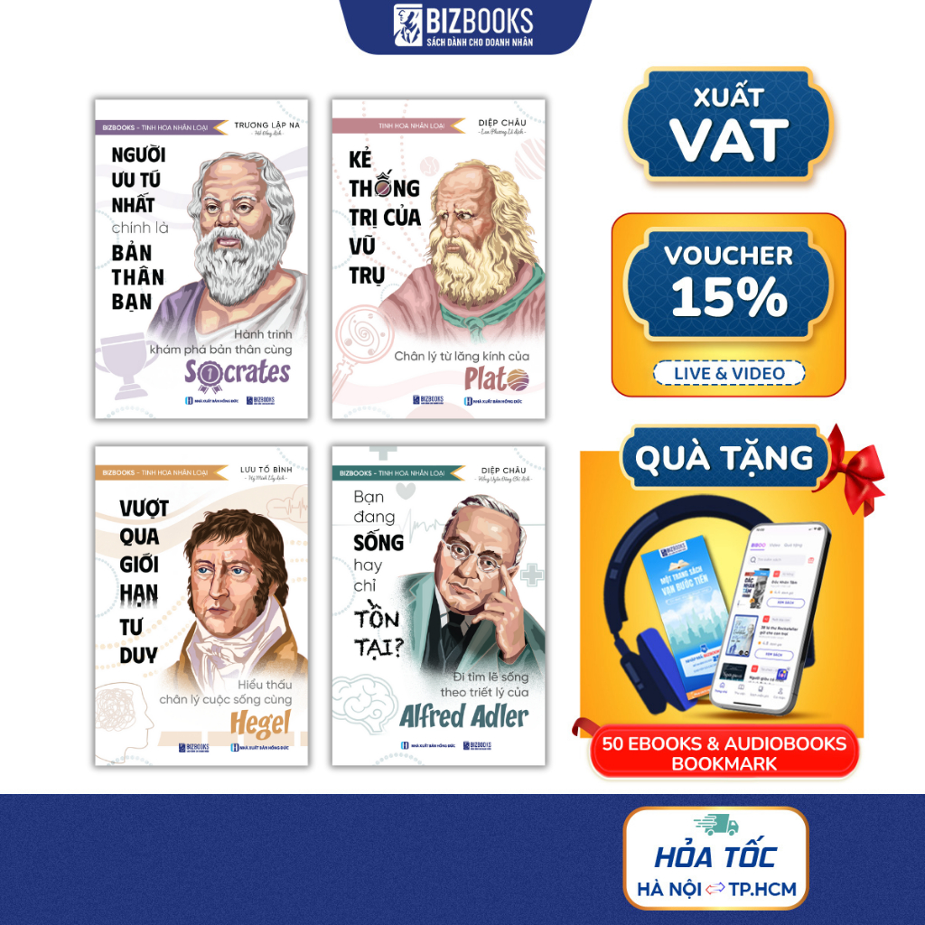 Sách 4 Cuốn Triết Gia Trong Bạn: Socrates – Plato – Hegel – Alfred Adler  Khám Phá Tinh Hoa Triết Học Nhân Loại |Bizboks