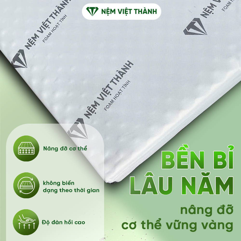 [MUA 1 TẶNG 7] Nệm Foam Massage Hoạt Tính Việt Thành Ưu Việt, Foam Nâng Đỡ, Kháng Khuẩn, Khử Mùi, Tốt Sức Khỏe Người Nằm