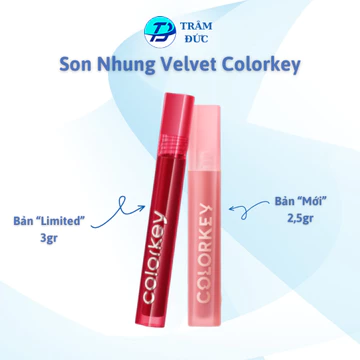 Son Nhung COLORKEY Velvet Chất Son Kem Nhung, Mịn Lì, Mềm Mượt Trên Môi 3g/2.5g