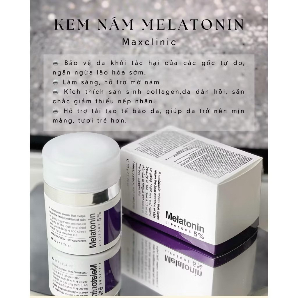 Kem dưỡng chống lão hóa MAXCLINIC Time Return Melatonin Cream mờ nám tànnhang hạn2028 HQ kem melatonin IS23