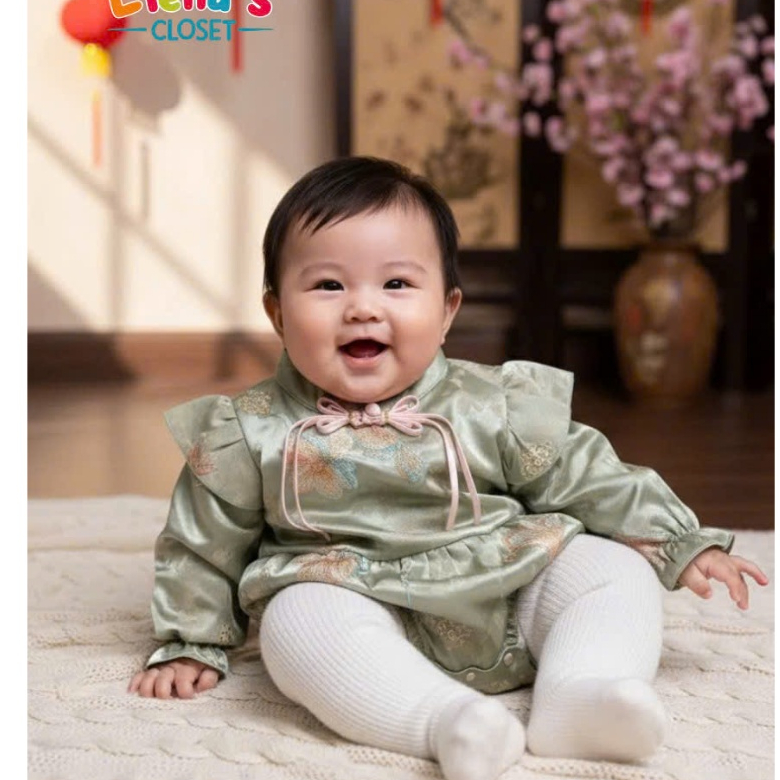 Bodysuit Bé Gái Chất Gấm Thêu Cao Cấp Liena's Closet Họa Tiết Xinh Xắn An Toàn Cho Da Bé Mặc Đi Chơi Noel Chơi Tết 2026