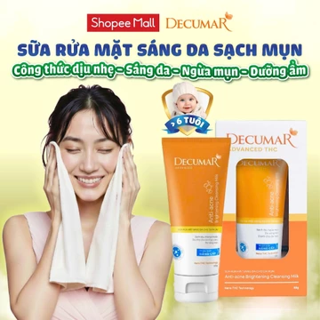 Sữa rửa mặt Decumar THC làm sạch sâu, sáng da, ngừa mụn, giảm sưng đỏ, mờ thâm (Tuýp 50gr)