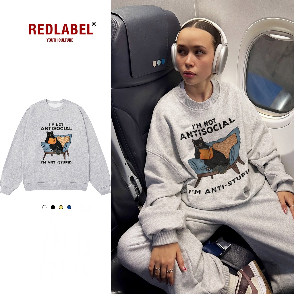 Áo Vớ Vẩn Vui Tươi REDLABEL Áo Sweater ANTI-STUPID Áo Sweatshirt Nỉ Oversize Nam Nữ SWT38