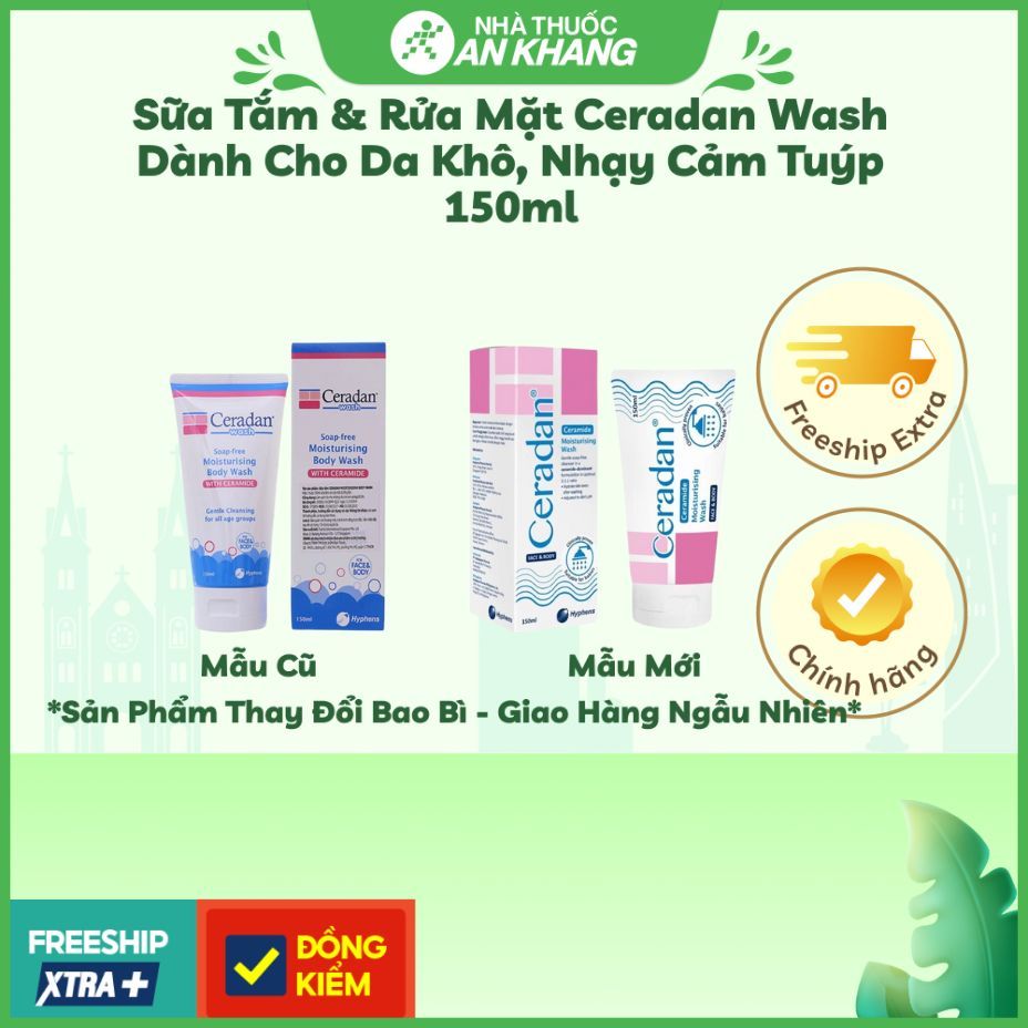 Sữa tắm & rửa mặt Ceradan Wash dành cho da khô, nhạy cảm tuýp 150ml