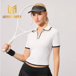 Áo Pickleball Nữ UYNSPORTY Tay Ngắn Phối Màu Đen Trắng Dáng Ôm, Áo Thể Thao Nữ